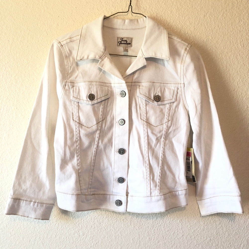True Freedom White Denim Stretch Festival Jacket